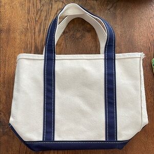 Canvas Tote Bag with Navy Stripes